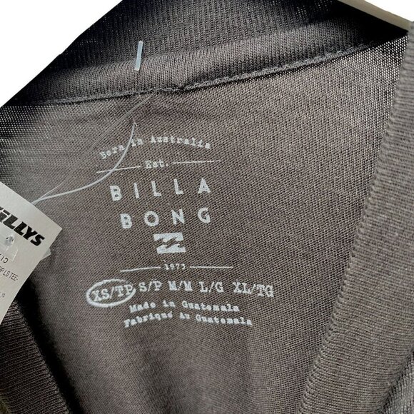 NEW Billabong Graphic Tee XS Oversized Brown Long Sleeve Cropped Womens Top - Picture 6 of 8